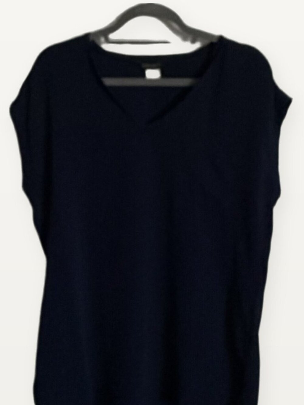 VENUS Navy V Neck Cap Sleeve High Low Blouse L